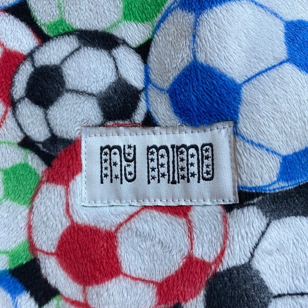 My Mimi Security Blanket Set 2pc Soccer Satin Blue Green Floral Sherpa Lovey